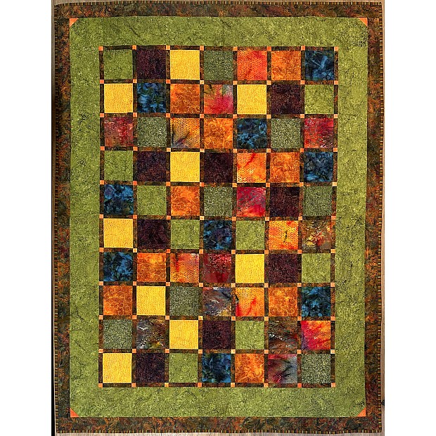 Batik Quilt, grün, 160 cm x 205 cm