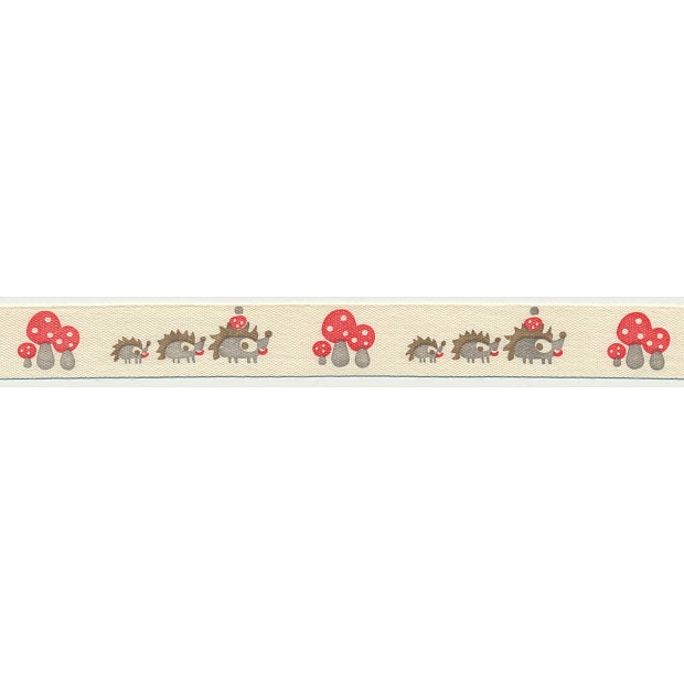 Hedgehog Cotton Twill printed Tape 1.5 cm