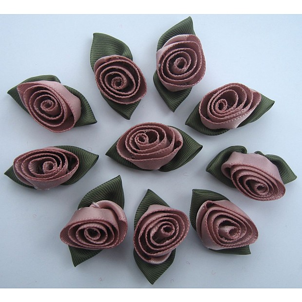 10 Large Ribbon Roses 3.2 x 1.6 cm pink