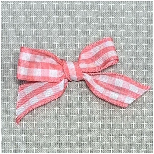 Gingham Ribbon Bow pink 7 x 5 cm