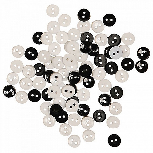 Mini Buttons Black & White 6 mm