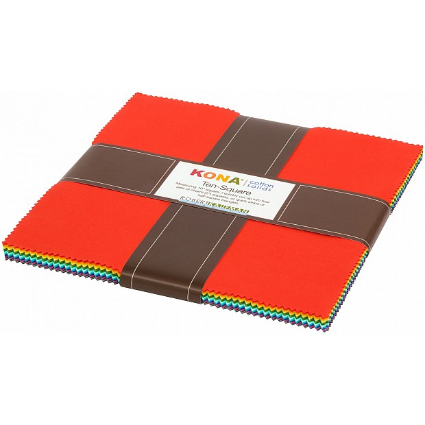 Kona Cotton Solids new 2019 palette, 42 10'' Squares