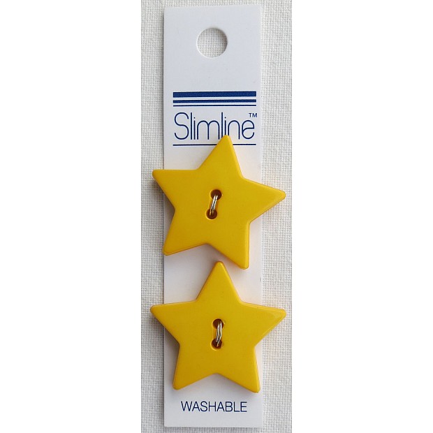 2 Buttons Yellow Star 28 mm, shiny