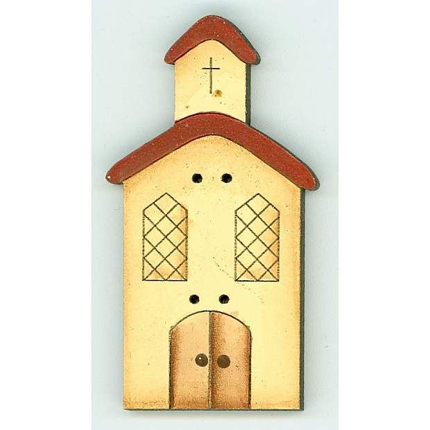 Old Church red 1 wooden button