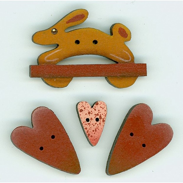 Bearly Stitched Bunny 3 wooden buttons