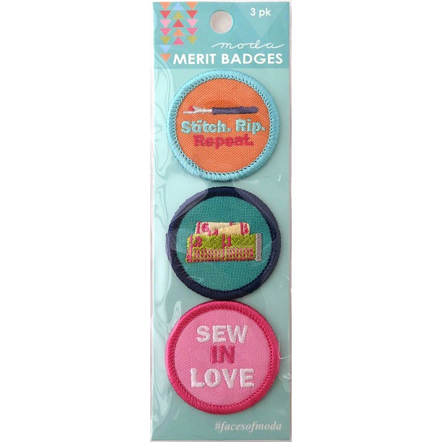 3 Iron-on Moda Merit Badges Number 6