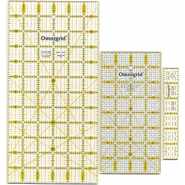 Omnigrid Basic 3 piece Rotary Ruler Set: 10.5'', 8.5'' & 6.5'' in Inches
