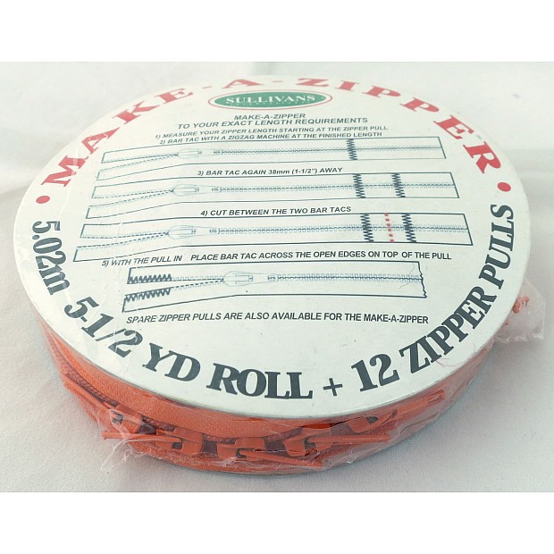 Make-A-Zipper, plastic, orange 5 m
