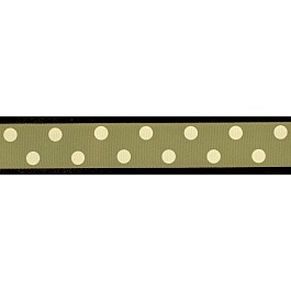 Polka Dot Ribbon 22mm 7/8'' moss -beige