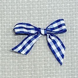 Gingham Ribbon Bow blue 7 x 5 cm