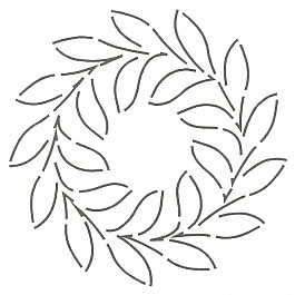 Leafy Feathered Circle Block 25.4cm 10''