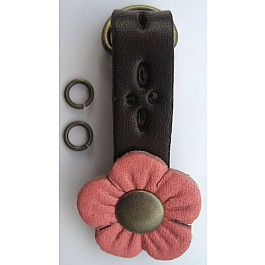 Flower pink, Zipper charm leather-like