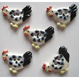 spotted white chicken 25x18mm, 5 buttons