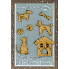 In the Dog House ...  7 wooden buttons
