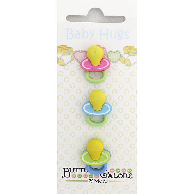 Binky , 3 pacifier buttons 1.7 cm w. shank, Baby Hugs