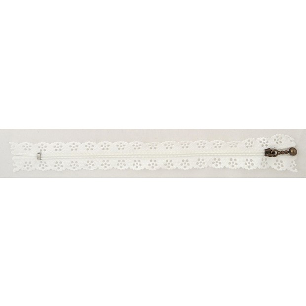 Lace Zipper basic white 30 cm