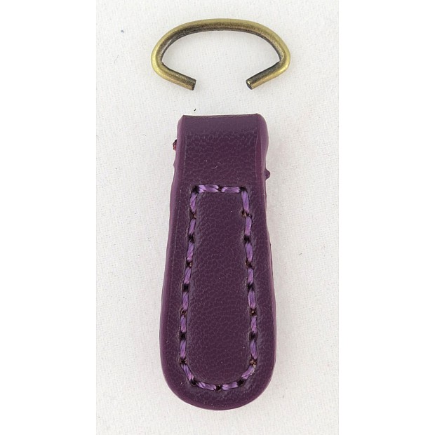 Zipper puller charm Leather, purple