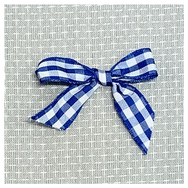 Gingham Ribbon Bow blue 7 x 5 cm