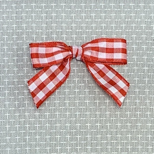 Gingham Ribbon Bow red 7 x 5 cm