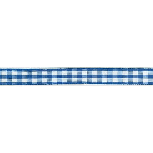 Gingham Check Ribbon 9.5mm 3/8'' royal/w