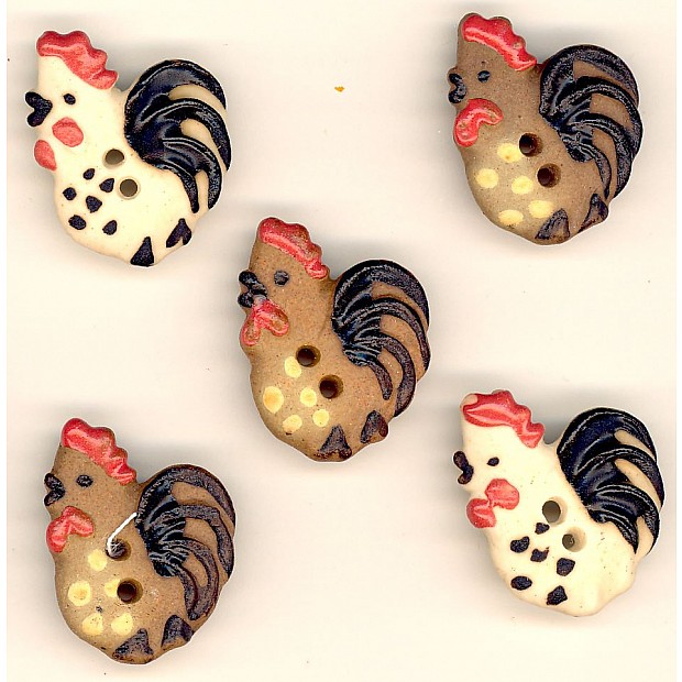 spotted rooster 20 x 23 mm, 5 buttons