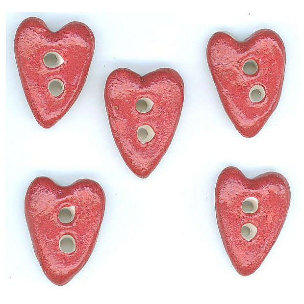 small red heart 10 x 15 mm, 5 buttons
