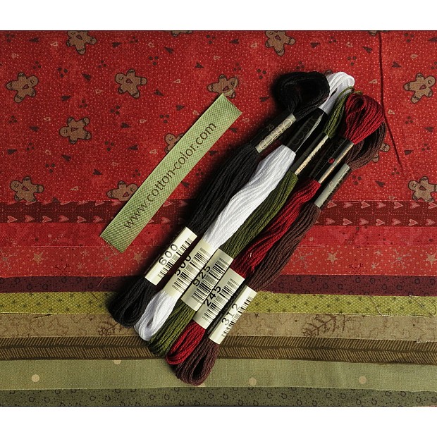 Fabric & Floss Kit Christmas Fun Quilt (no pattern)