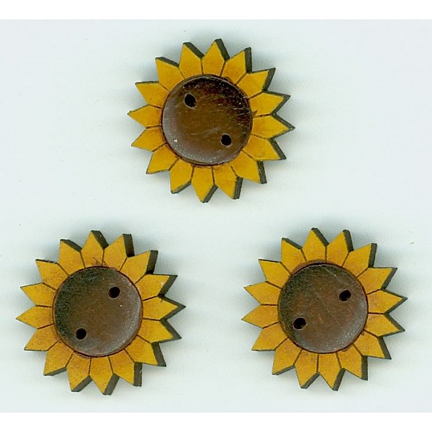 Saltbox Sunflowers 3 wooden buttons