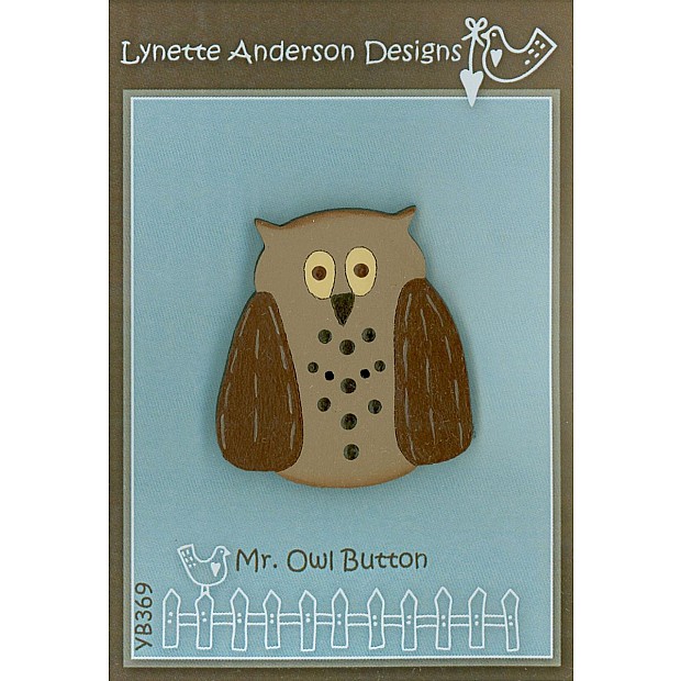Mr. Owl handpainted wooden Button