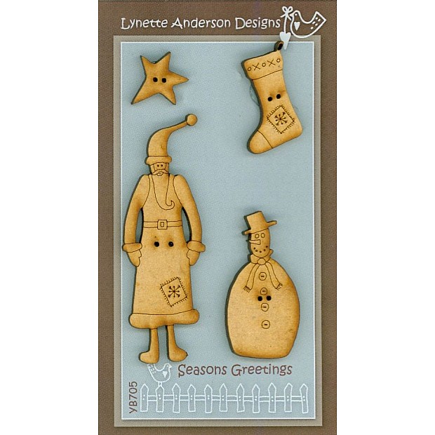 Seasons Greetings - 4 wooden buttons