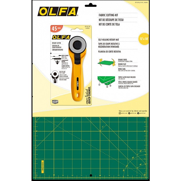 Fabric Cutting Kit, Cutter 45 mm, Mat in INCHES