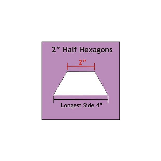 50 Paper Pieces Half Hexagon 2''