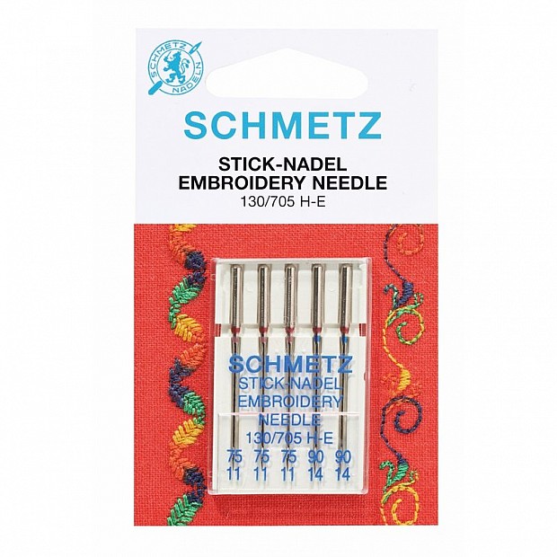 5 Embroidery Schmetz Needles 75/11 & 90/14