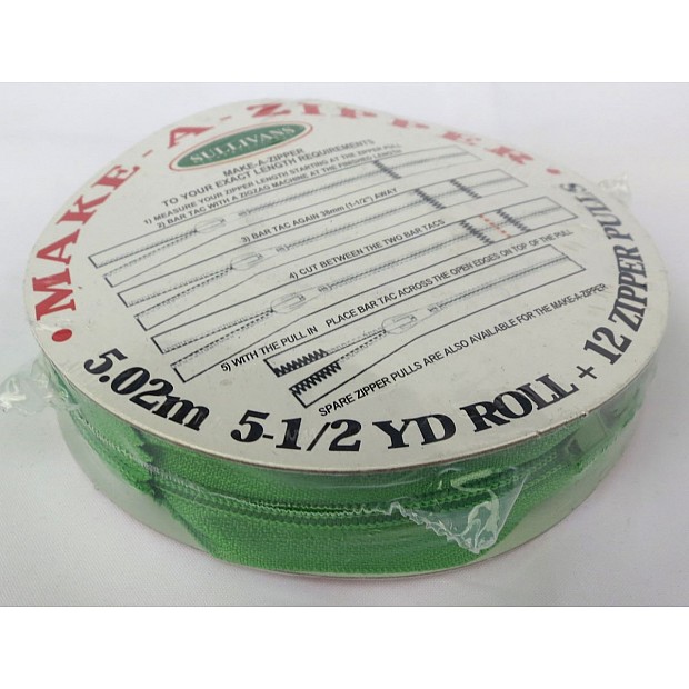 Make-A-Zipper, plastic, medium green 5 m