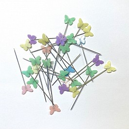 50 Flat BUTTERFLY Head Pins, pastel