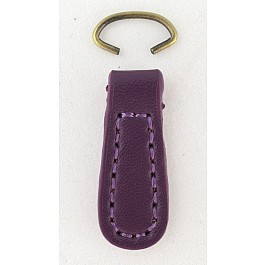 Zipper puller charm Leather, purple