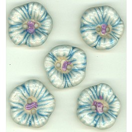 blue flower 20 mm, 5 buttons
