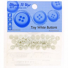 Tiny white Buttons 6 mm, 35 pieces