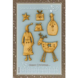 Happy Christmas ... 6 wooden buttons