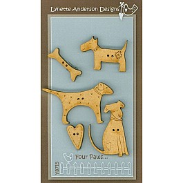 Four Paws ... 5 wooden buttons
