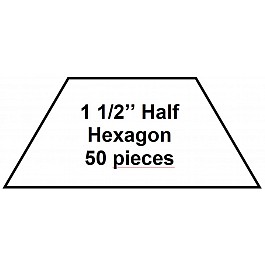 50 Paper Pieces Half Hexagon 1 1/2''
