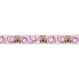 Teddies on Pink Ribbon 15 mm breit