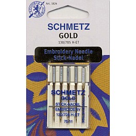 5 Gold Embroidery Schmetz Needles 75/11