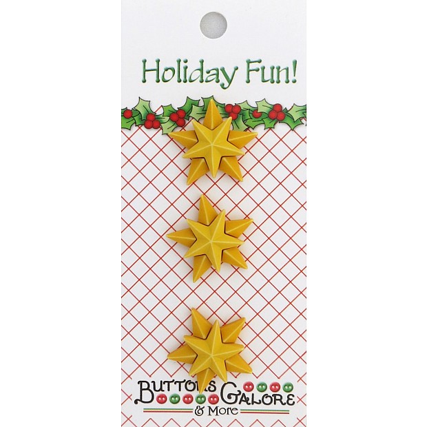 3 Christmas Stars 2 cm with shanks, Holiday Fun!