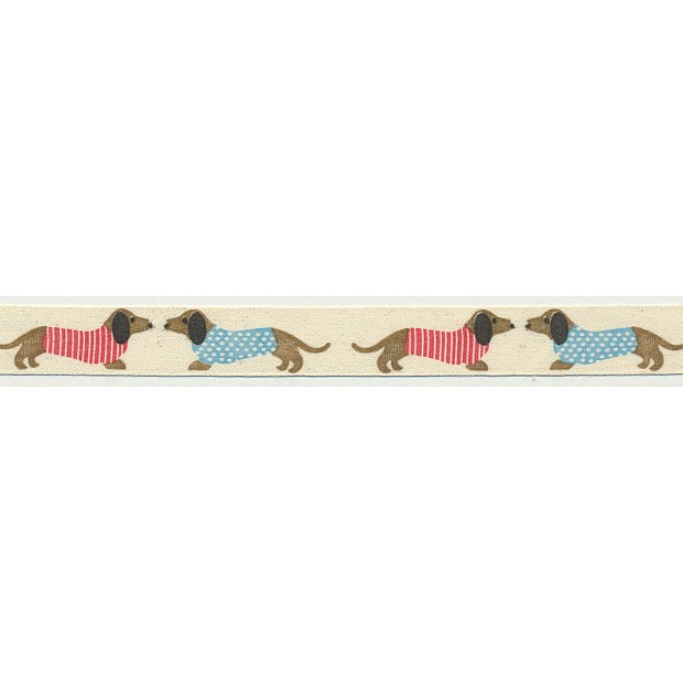 Wiener Dog Cotton Twill printed Tape 1.5 cm