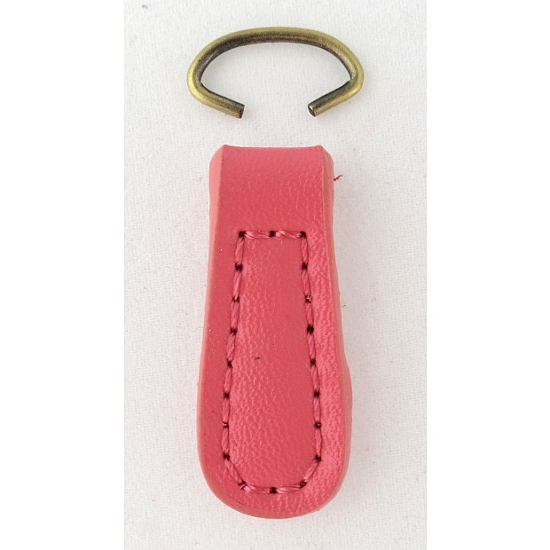 Zipper puller charm Leather, pink