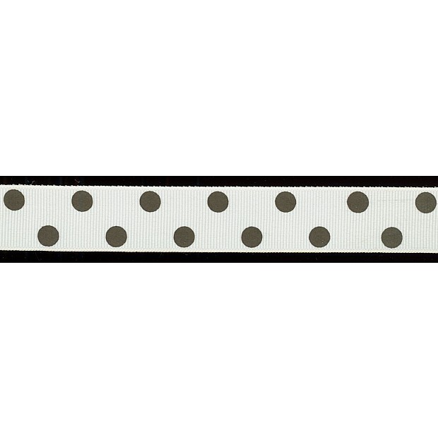 Polka Dot Ribbon 22mm beige -dk. brown