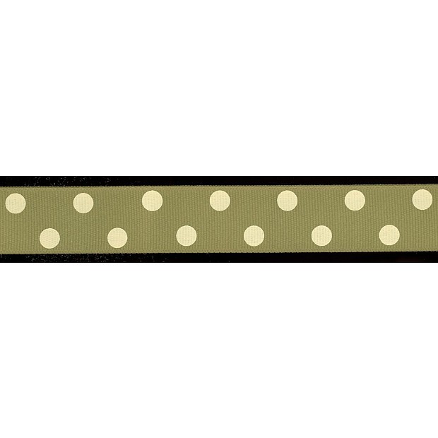 Polka Dot Ribbon 22mm 7/8'' moss -beige