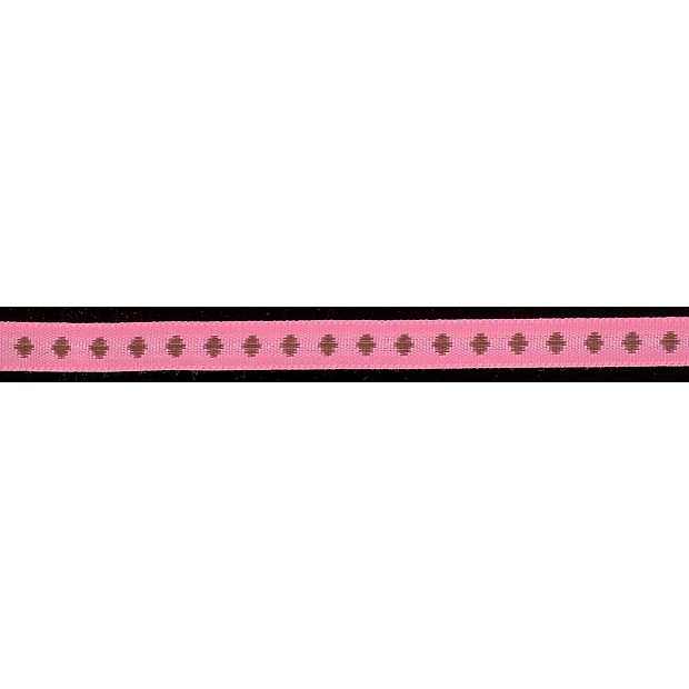 Woven Ribbon 9.5 mm 3/8'' pink - brown