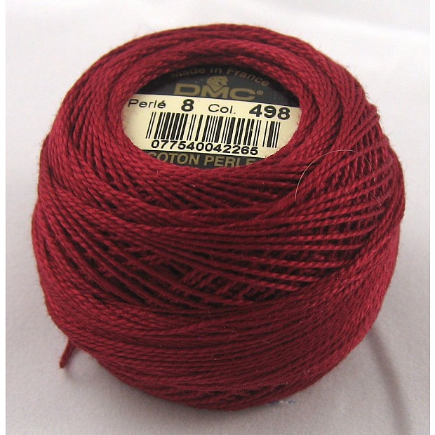 DMC Coton Perlé No. 8 Color 498 dXMasRed